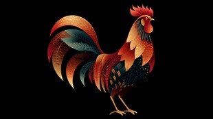 绚丽多彩公鸡插画