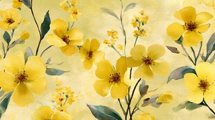 黄色花卉水彩图案背景
