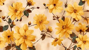 黄色花卉图案 清新自然风