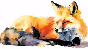 慵懒休憩的彩色狐狸