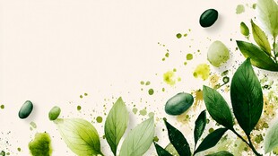 清新绿叶水彩背景素材