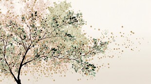 水墨风繁花树枝装饰画