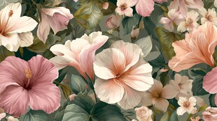 浪漫粉色花卉植物图案