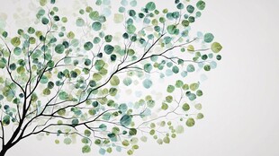 清新手绘风绿叶装饰画