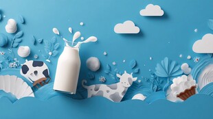 蓝色梦幻风牛奶主题场景