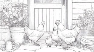 庭院中鸡群的温馨画面