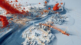 城市景观中的绚烂橙色爆发