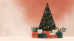 节日装饰圣诞树与礼物