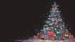 璀璨圣诞树与缤纷礼物