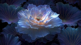 梦幻蓝调绽放的璀璨花朵