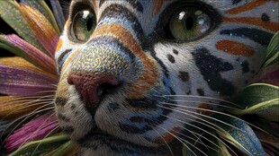 五彩斑斓的奇幻猫咪特写