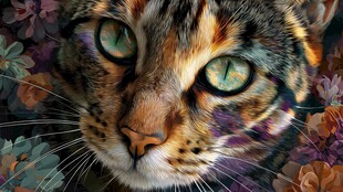 梦幻花纹猫咪特写