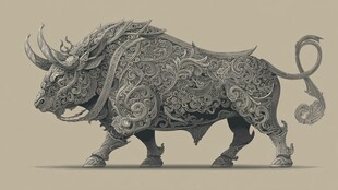 中式雕花牛雕塑艺术之作