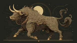 青铜纹理神牛艺术插画