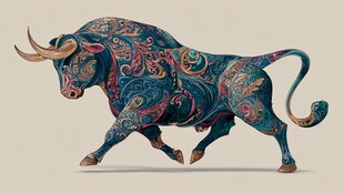 华丽花纹牛艺术形象