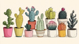 可爱多样的盆栽仙人掌