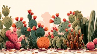 多彩仙人掌植物景观
