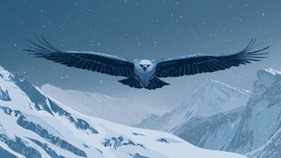 雪山雄鹰展翅翱翔