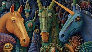 奇幻独角兽与马的多彩世界