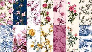 多样花卉图案布料集合