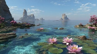 梦幻海上睡莲奇幻美景