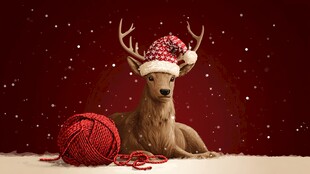 圣诞驯鹿与毛线球