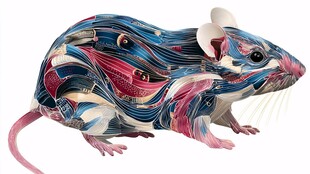 彩色艺术风拼接图案老鼠