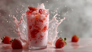 草莓奶昔溅起甜蜜瞬间