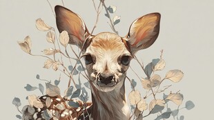 可爱小鹿置身枝叶间