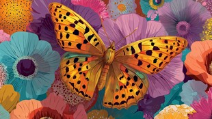 彩蝶栖于繁花间