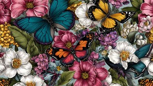 繁花间彩蝶飞舞的美妙图景