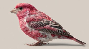 粉红羽毛小鸟特写