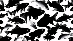 成群金鱼剪影图案设计