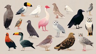 多样鸟类集合插画