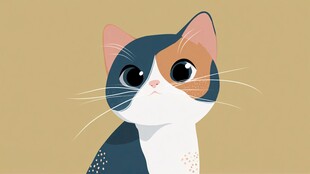 可爱三色猫咪插画