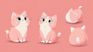 可爱猫咪多角度卡通形象展示