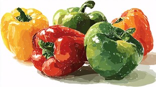 多彩甜椒插画