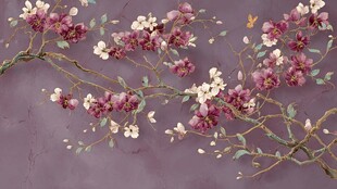 紫色背景上的繁花枝条