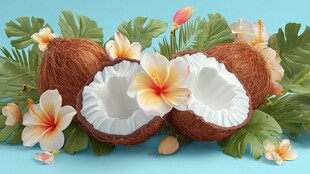 椰香四溢的热带风情画面