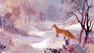 雪野中的狐狸奇幻森林景