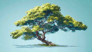 孤挺翠树展风姿