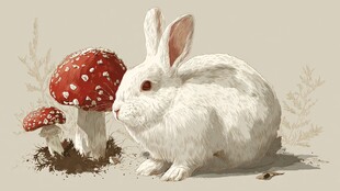 白兔与红菇的梦幻场景