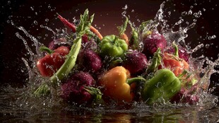 果蔬入水瞬间的绚丽水花