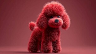 红色毛绒贵宾犬可爱形象