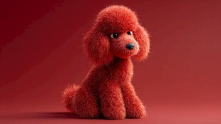 红色贵宾犬 毛茸茸超可爱