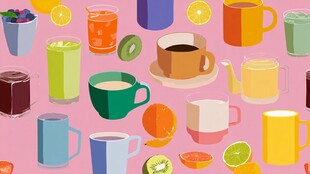 多彩饮品与杯子插画图