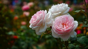 娇艳粉色月季花绽放