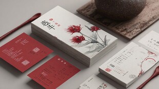 中式风名片文具展示