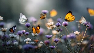 蝴蝶在花丛中翩翩起舞