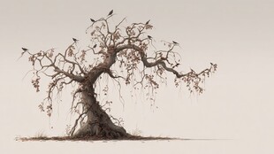 孤独老树栖群鸟